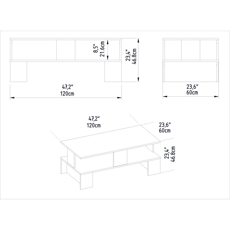 Merryvale 120cm W Rectangular Coffee Table, Cordoba