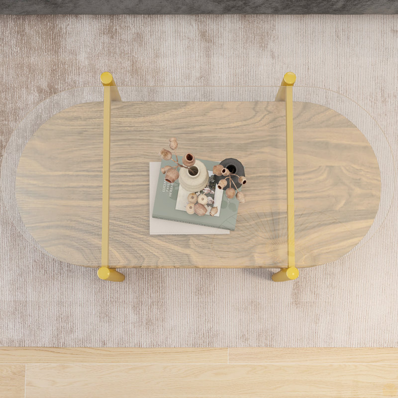 Table basse ovale en verre, Naturel