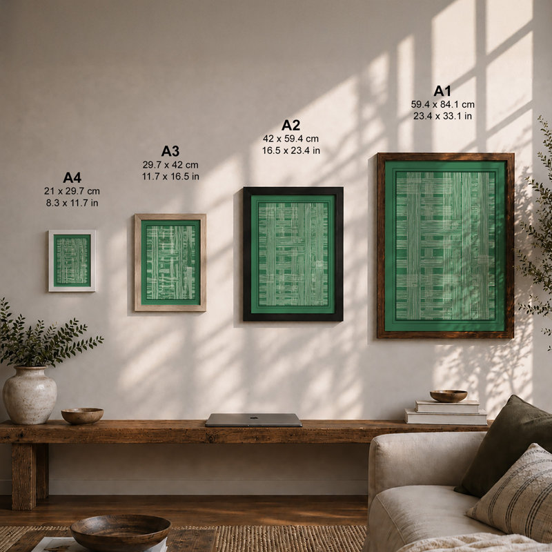 Circuit Board Grid Industrial - Framed Print, A1 - 84.1 x 59.4 cm, Oak