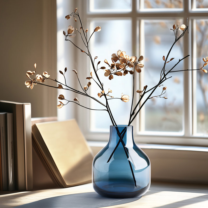 Vase de table en verre soufflé à la main 5 "Aquista, Bleu