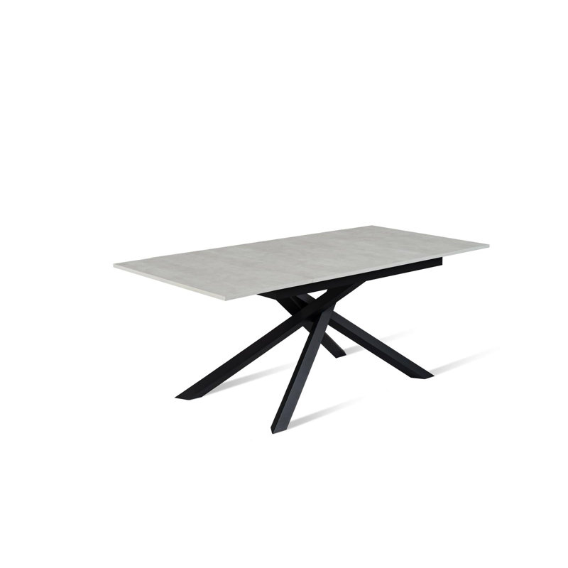 Daequon Extendable Oak Metal Base Dining Table, White, Black