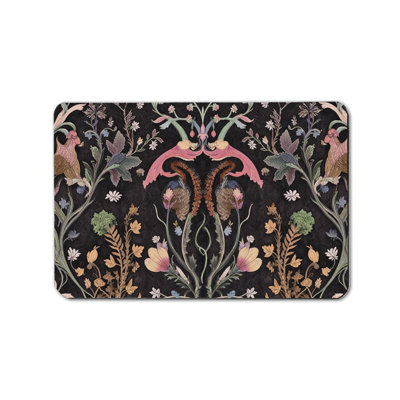 Dark Botanical 20" x 32" Bath Rug for Bathroom Bedroom Multicolor