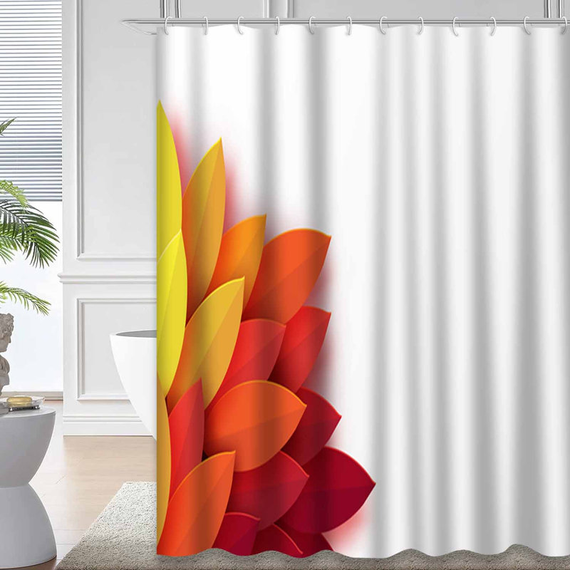 Rideau de douche abstrait à motif d'automne avec 12 crochets, L 72 po x l 84 po