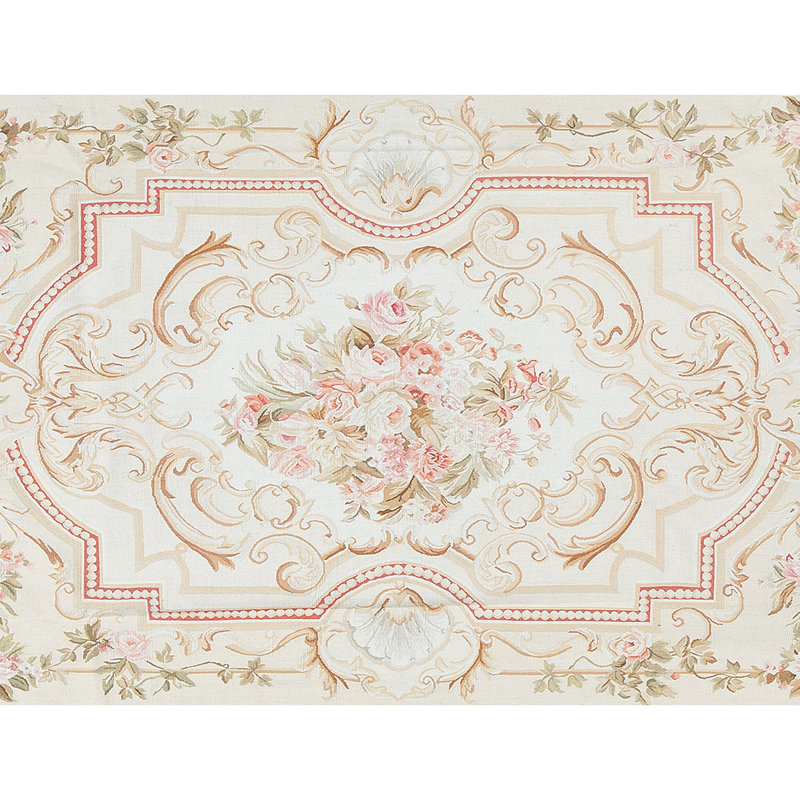 Tapis crème et pin noué à la main de haute qualité