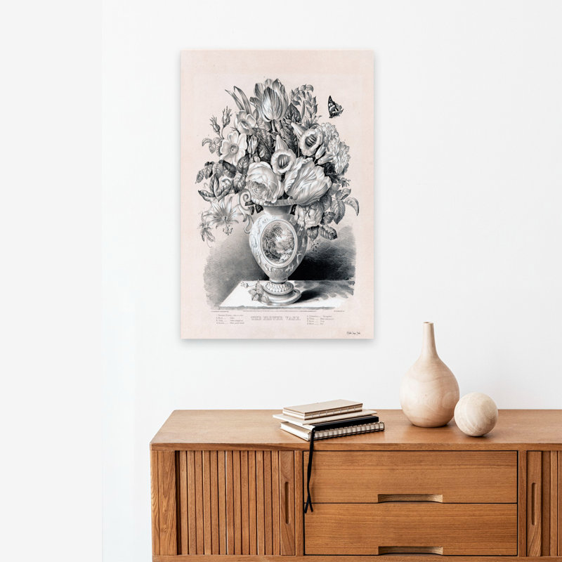 «The Flower Vase», art botanique rétro, H 24 po x l 16 po