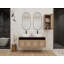 Meuble-lavabo 48 po avec lavabo d'art 2 en céramique et armoire latérale, 4 portes à fermeture douce, montage flottant, contreplaqué