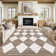 Machine Washable Rugs Distressed Trellis Rug for Living Room Non Slip Stain Resistant Carpet Modern Checkered Farmhouse Floor Cover
