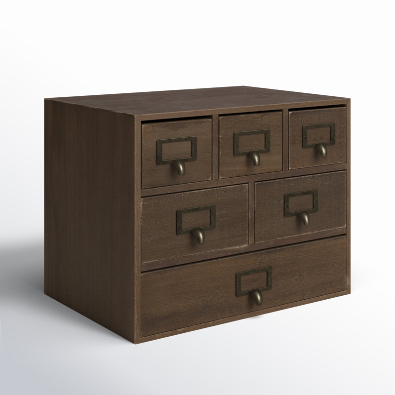 Rangement de bureau 6 tiroirs Apothecary, Brun rustique