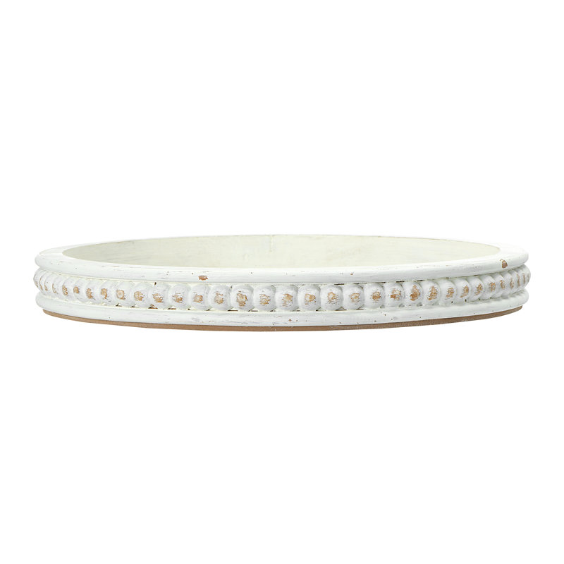 Plateau rond rond en bois, Blanc