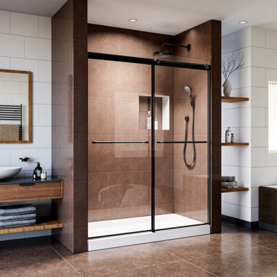 56"-60"W X 76"H Bypass Sliding Shower Door Soft Close Quick-Install With Lifetime Maintenance-free Rollers