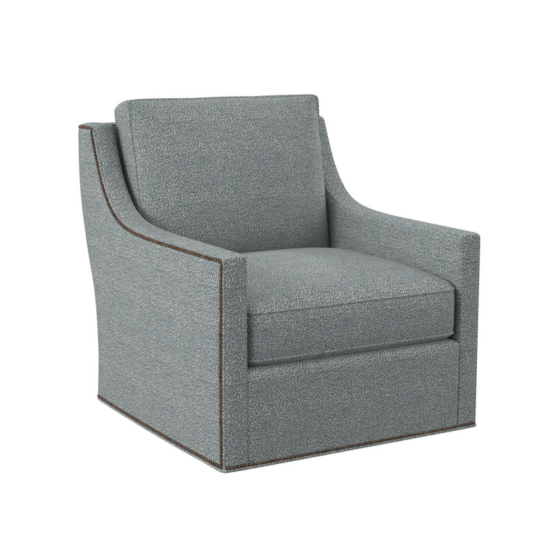 Sonoma Upholstered Swivel Armchair, Weathered Brass Small, Maya Cyan Polyester Blend