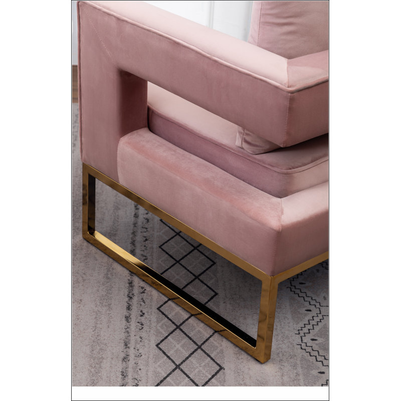 Chaise avec accoudoirs rembourrée Lenola, rose, Rose
