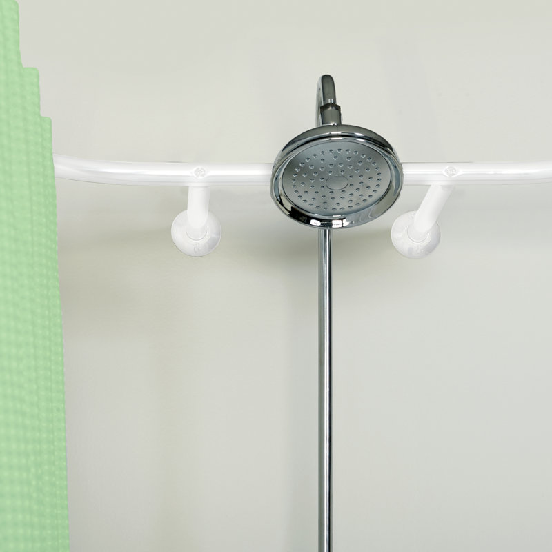 Tringle de rideau de douche fixe en forme de D, Blanc