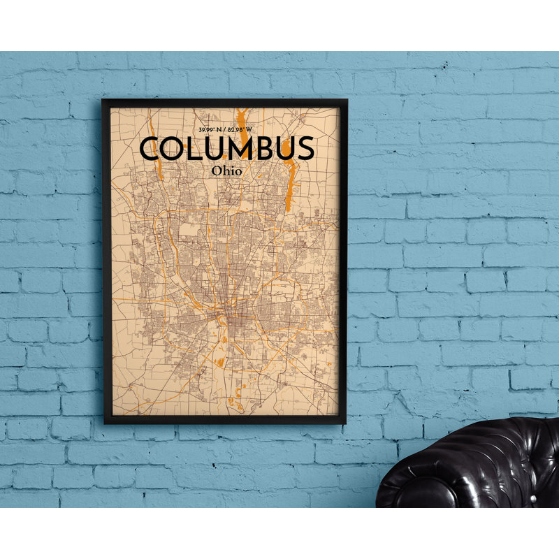 Columbus City Map - No Frame Print, 50.8cm H x 40.6cm W x 0.13cm D