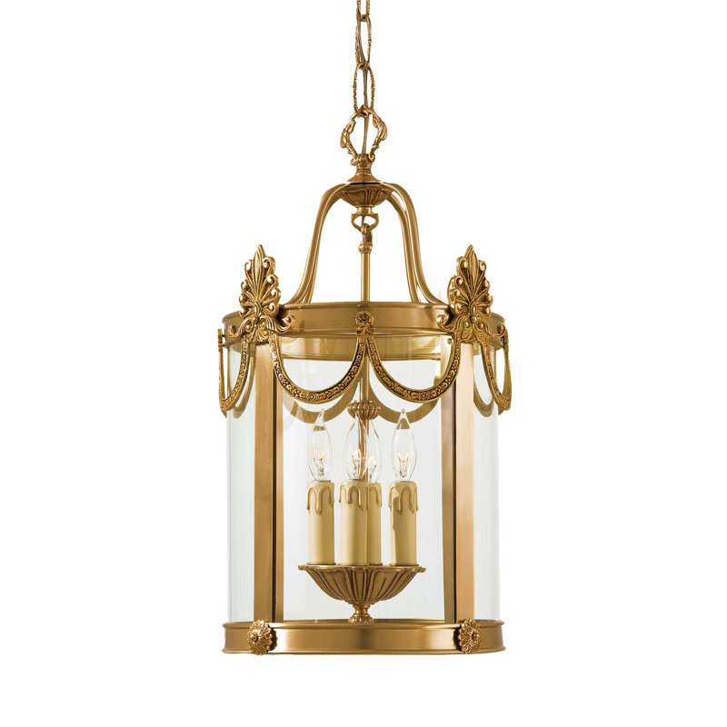 Handcrafted Gold Glass 22" 4-Light Lantern Pendant