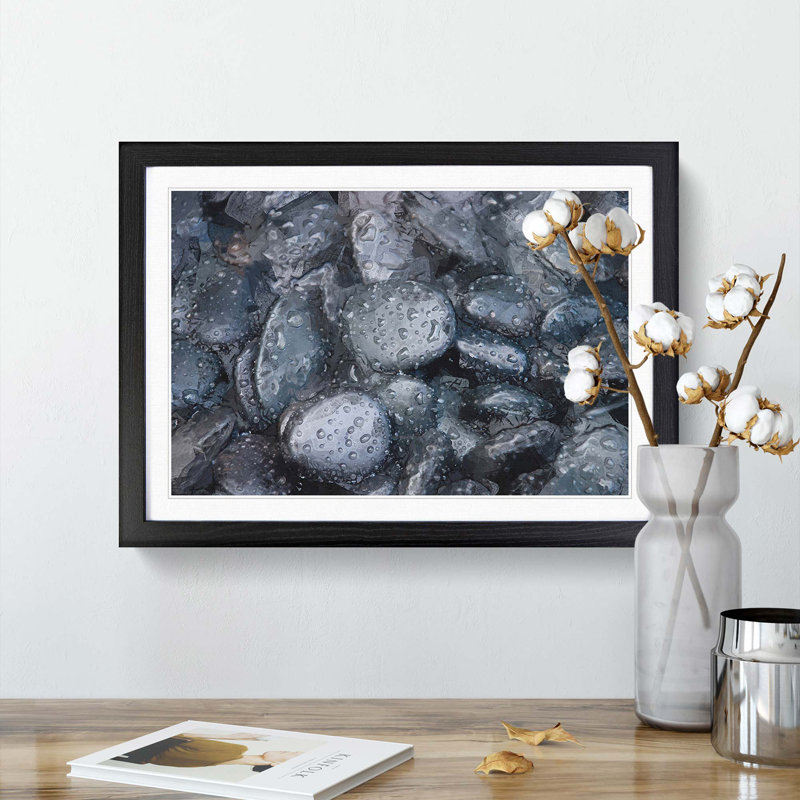 Black Pebbles - Picture Frame Graphic Art Print, 62cm H x 87cm W x 2cm D, Black Framed