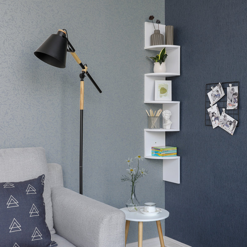 Carol 127.5cm H x 20cm W Corner Bookcase, White