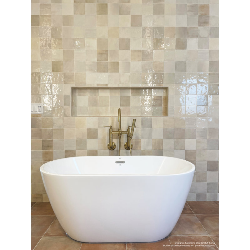 Cloe 5" x 5" Ceramic Tile, Creme