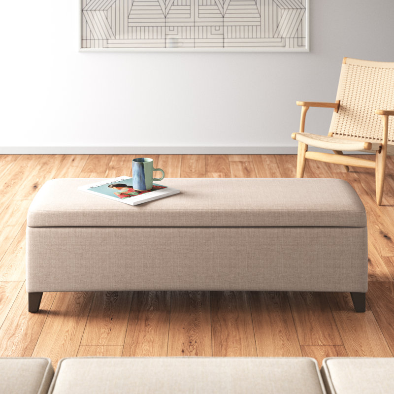 Afrim 50.5'' Wide Rectangle Storage Ottoman, Wheat Polyester Blend