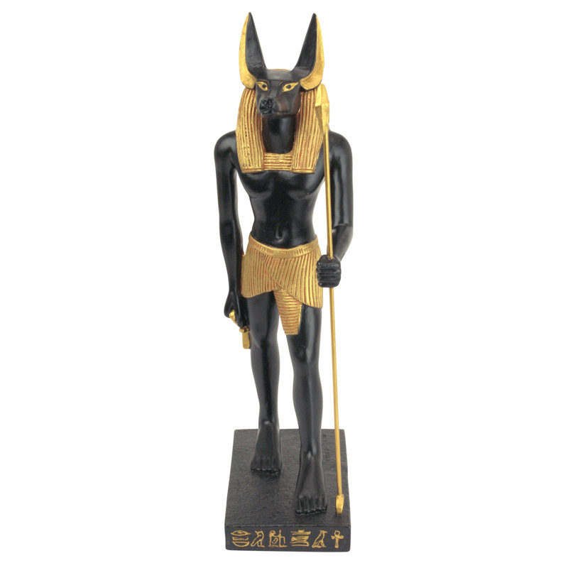 Anubis Black and Gold Resin Egyptian God Statue, 8.5 inches