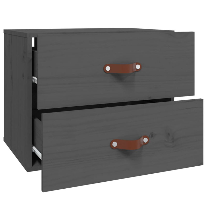 Kareema 50cm W Solid Wood Bedside Table, Grey