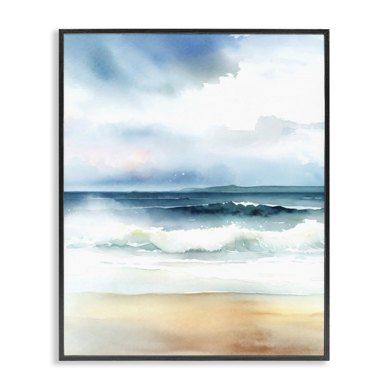 «Rolling Seaside Waves», art de la giclée encadrée par Steve Hunziker, Giclée encadrée noir minuit, H 20 po x l 16 po