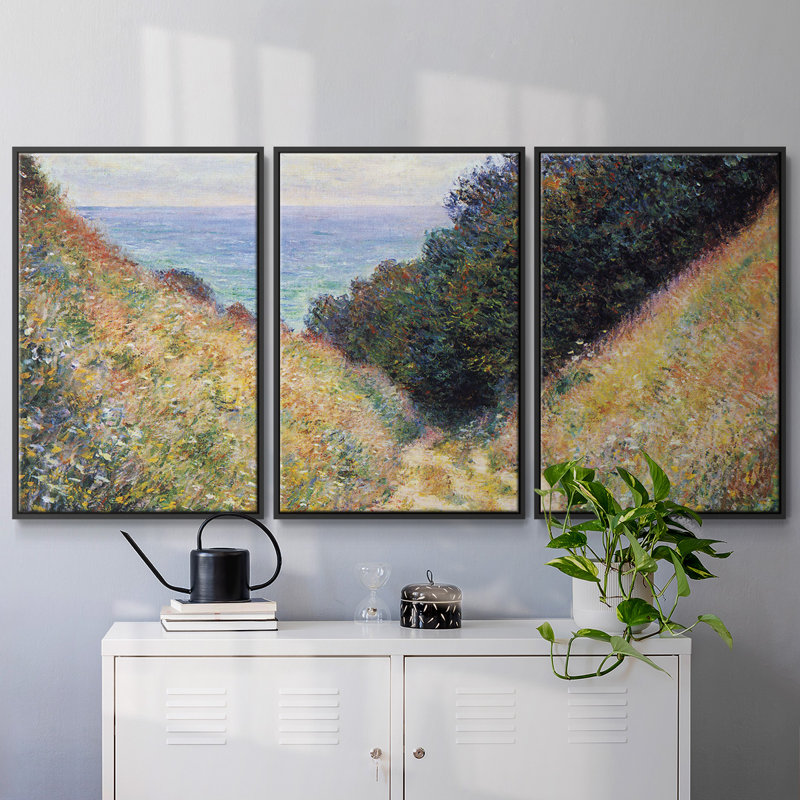 Pourville # 1 par Monet 3 pièces, Noir, H 36 po x l 75 po x P 2 po