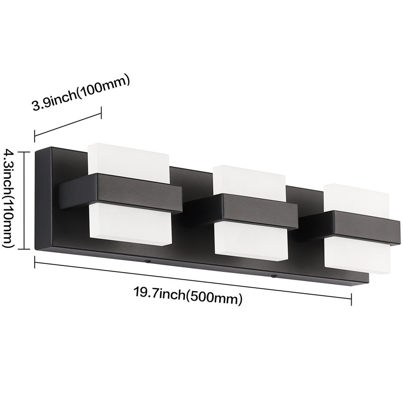 Modern Chrome and Acrylic 3-Light Dimmable LED Vanity Fixture