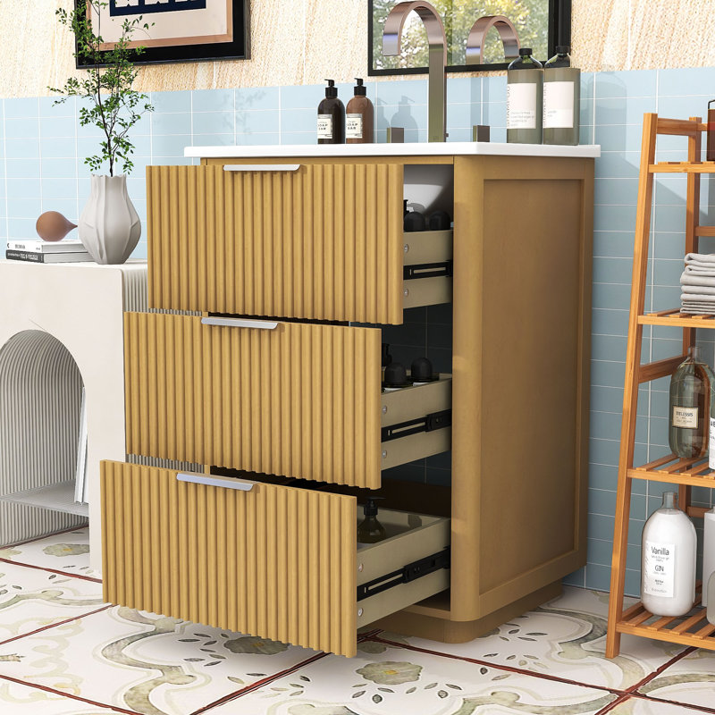 Bathroom Vanity with Ceramic Sink and Drawers