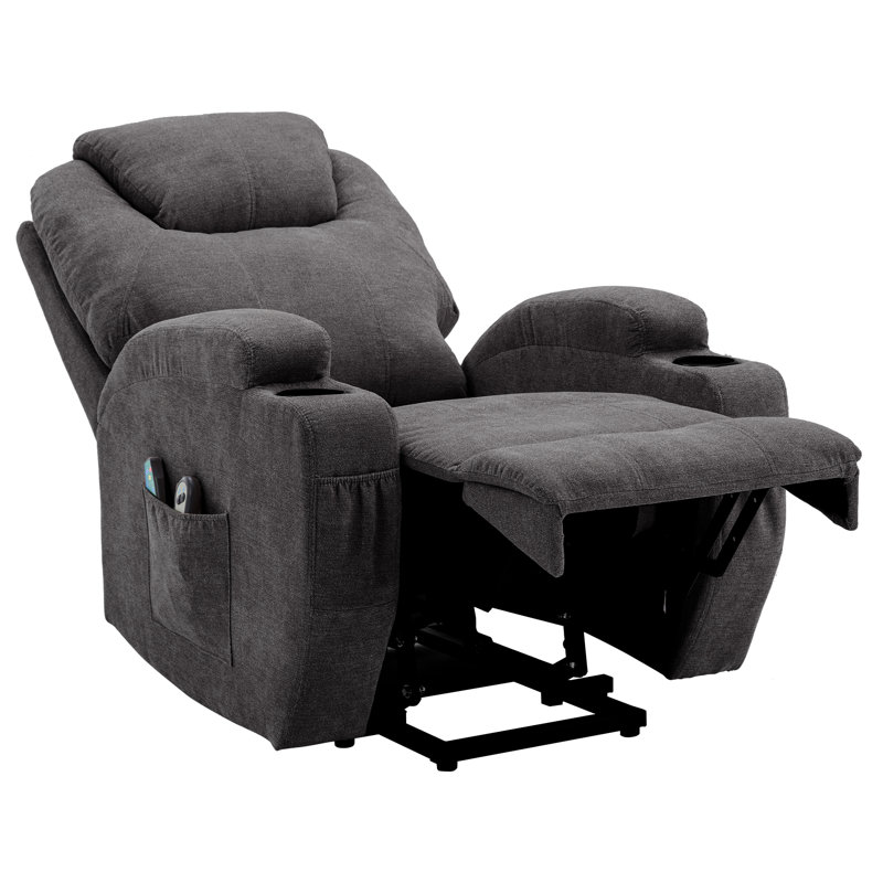 Fahimul Electric Reclining Heated Massage Chair, Polyester Blend, Grey