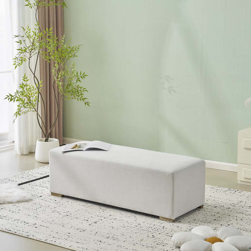 Cloudon 50'' Wide Nordic-Style Upholstered Ottoman Bench, White