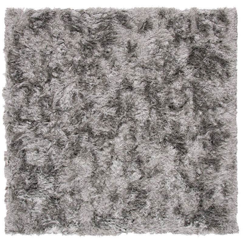 Cimah Shag Hand Tufted Performance Solid Color Rug, Square 5'