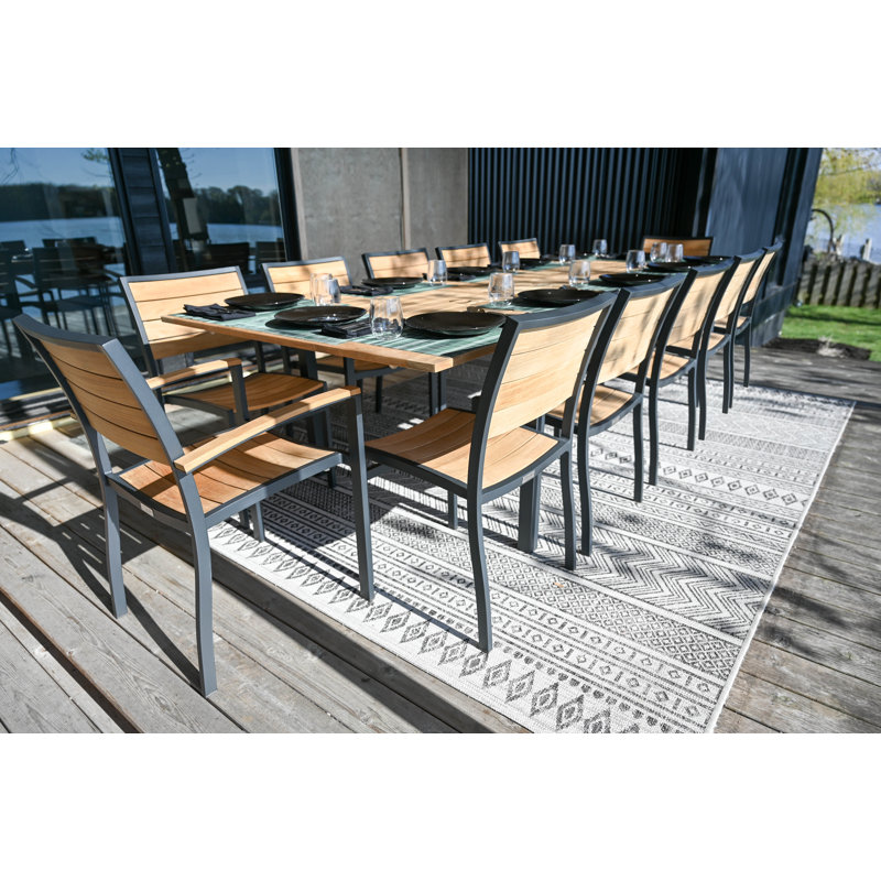 SoHo Teak Aluminum Outdoor Stacking Armchair, Black