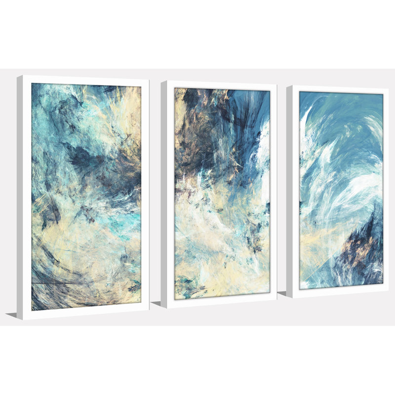 «Feeling Blue» - ensemble de 3 reproductions d'art encadrées, H 33,5 po x l 52,5 po x P 1 po