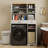Over The Washer, Dryer And Robot Vacuum Storage Cabinet With 1 Laundry Basket, 1 Drawer, And 2 Adjustable Shelves - Antique White
