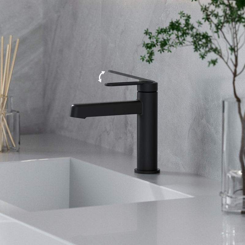 Single Hole Bathroom Faucet with Supply Line, Matte Black