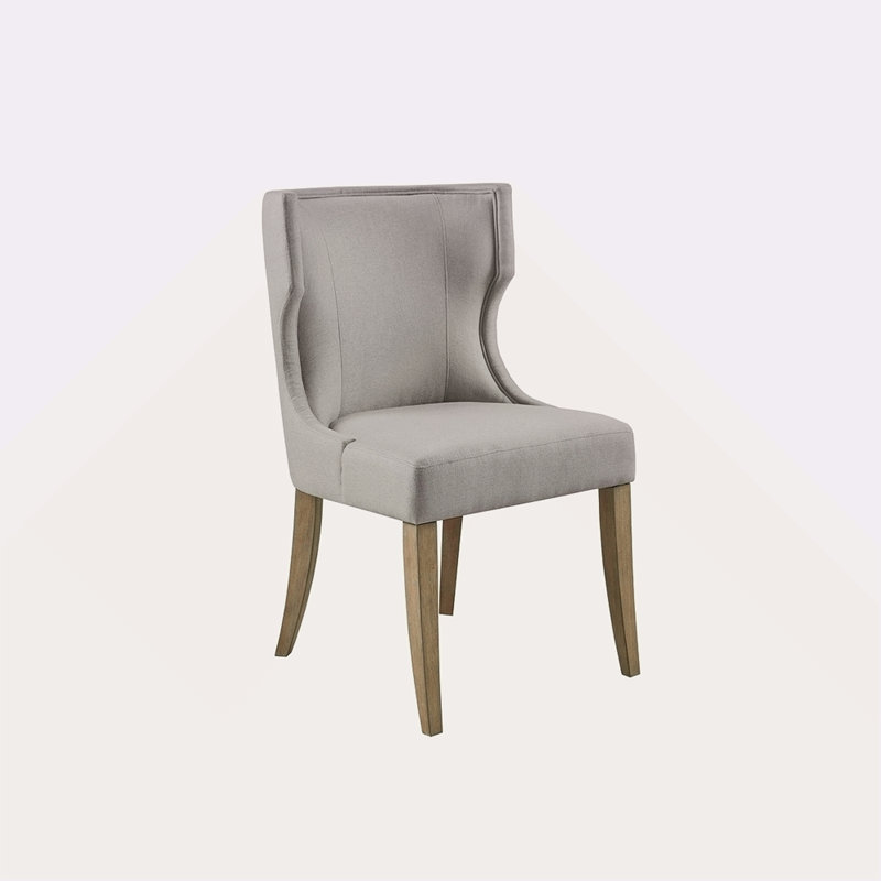 Chaise rembourrée à oreilles, Gris, Brun