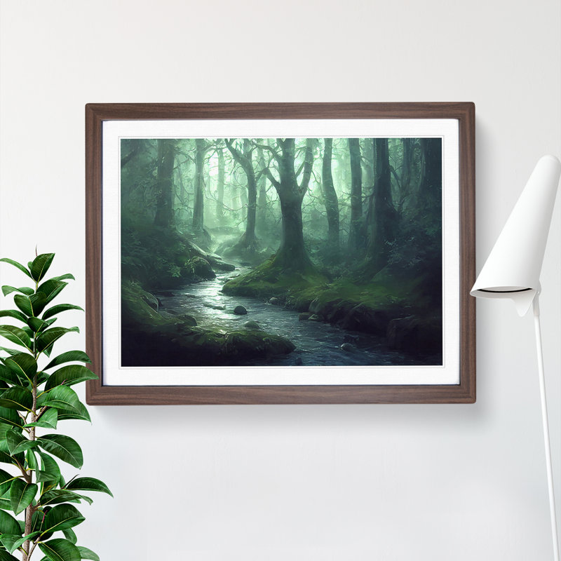 Cosmopolitan Forest Stream - Framed Print, 34cm H x 46cm W x 2cm D, Walnut
