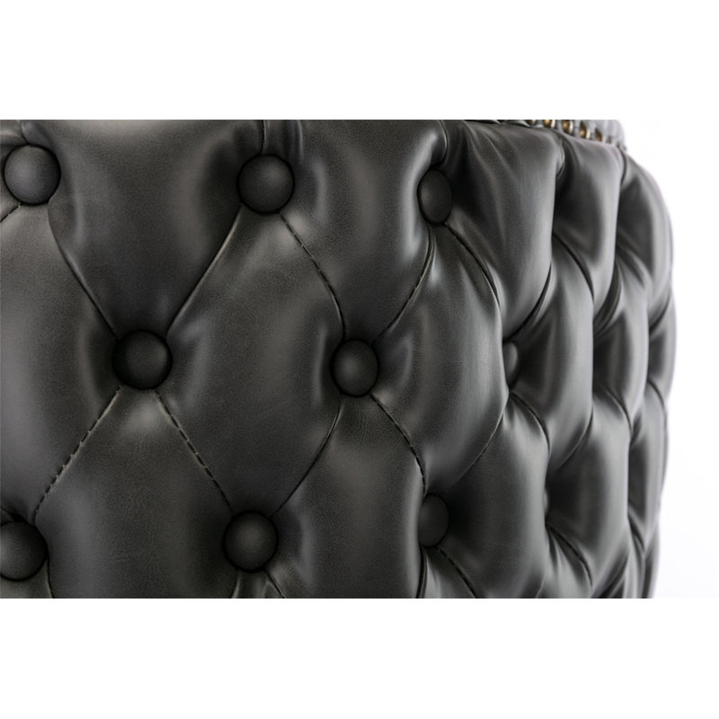 Tabouret de bar rotatif à hauteur réglable Jeneanne, Cuir gris foncé, Doré
