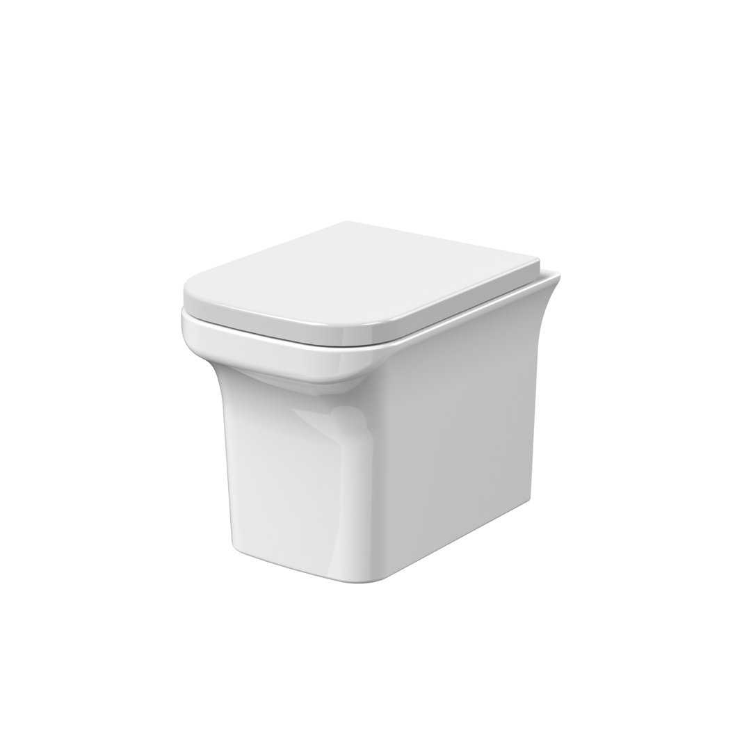 nuie Ava White Wall Hung Toilet Pan with Soft Close Seat - 340mm Width - Modern Square Curved Design - Image 2
