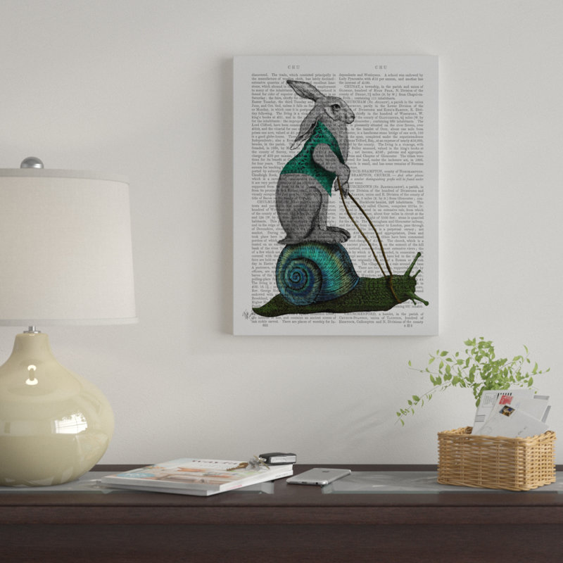 «Hare and Snail», reproduction d'impression sur toile tendue, H 47 po x l 35 po x P 2 po