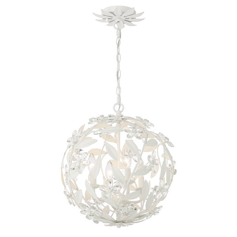 Luminaire suspendu antique 6 lumières Meyah, Blanc
