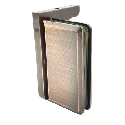 8D7784EFEFF244D68D51EC1DFE0F233C Adjustable Montreal Glass To Wall Mount Pivot Hinge With Reversible "L" Bracket Antique Copper