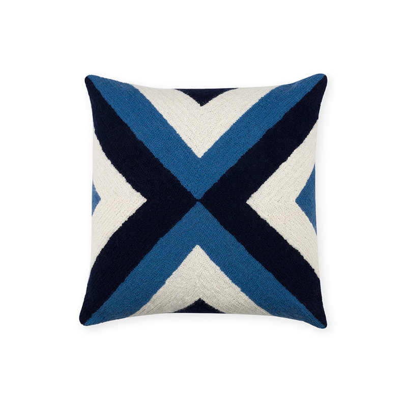 Grinda Square Pillow Cover and Insert, Periwinkle/Navy