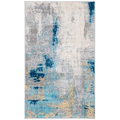 Zeke Abstract Grey/Blue Area Rug