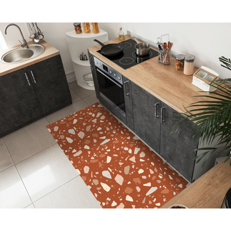 Rovshan Vinyl Machine Printed Area Rug, Rectangle 3'3.4" x 4'4.4"