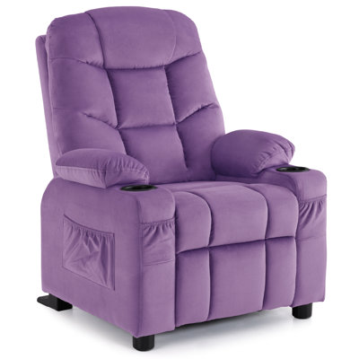 Goggin Kids Recliner with Anti-Tilt, Two Cup Holder, Fabric Upholstered by Isabelle & Max