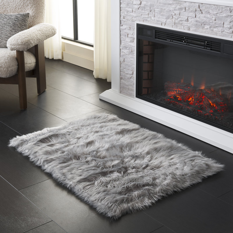 Tapis gris fait à la main Contrella, Rectangle 2 pi 6 po x 4 pi
