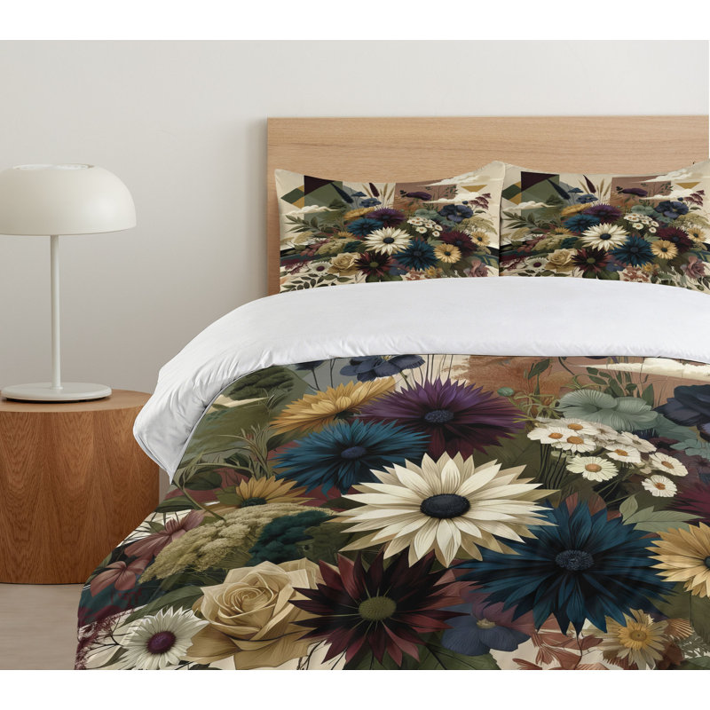 Floral Eucalyptus Duvet Cover, Queen Duvet Cover + 2 Standard Shams