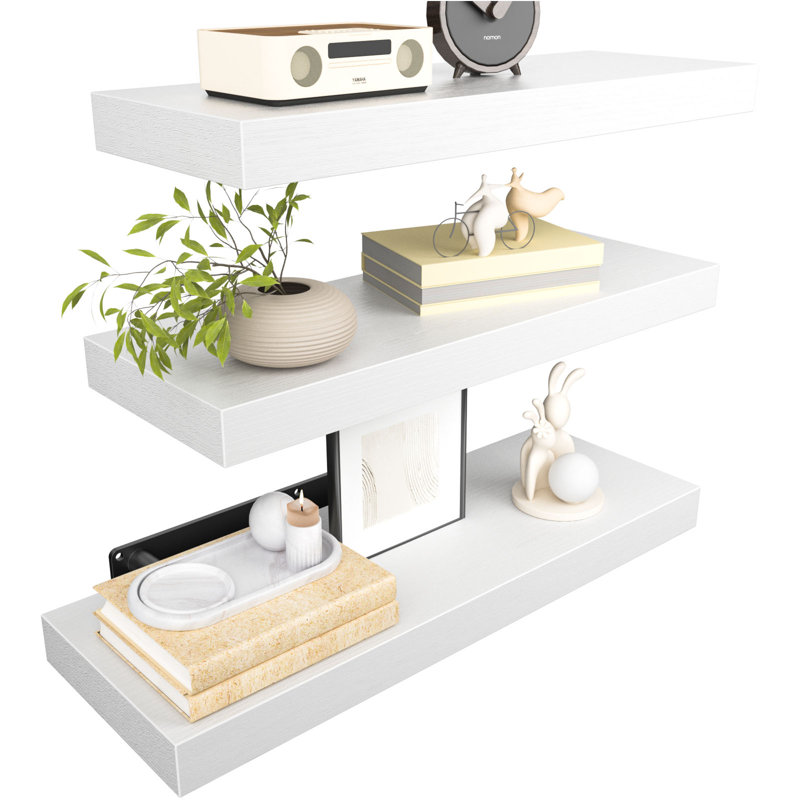 Godfree 3-Piece Manufactured Wood Floating Shelves, White